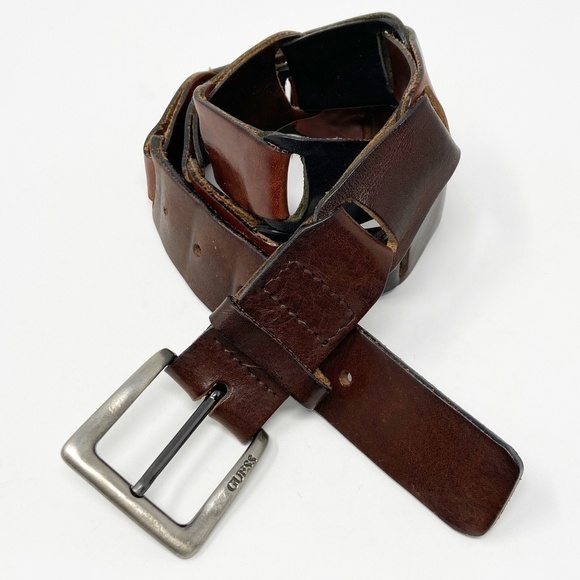 GUESS | Browns & Black Leather Belt - Picture 2 of 15